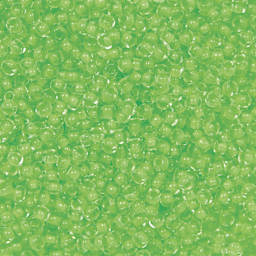 John Bead Czech Glass Seed Beads - Neon Green, Color Lined, 10/0, 22 g Vial close up