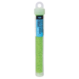 John Bead Czech Glass Seed Beads - Neon Green, Color Lined, 10/0, 22 g Vial