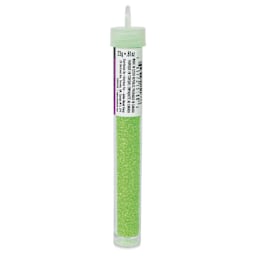 John Bead 11/0 Czech Glass Seed Beads - Neon Green, Color Lined, 23 g vial - right side
