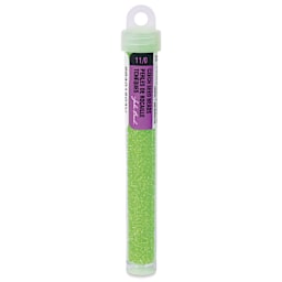 John Bead 11/0 Czech Glass Seed Beads - Neon Green, Color Lined, 23 g vial - front