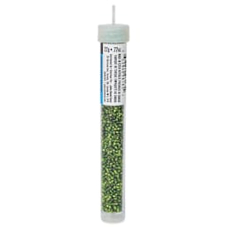 John Bead Czech Glass Seed Beads - Silver-Lined Sea Green, 10/0, 22 g Vial side view