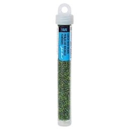 John Bead Czech Glass Seed Beads - Transparent Sea Green, Luster Mix, 10/0, 22 g Vial