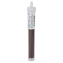 John Bead Czech Glass Seed Beads - Dark Brown, Opaque, 10/0, 22 g Vial back view