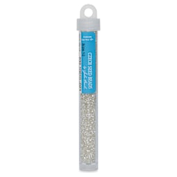 John Bead Czech Glass Seed Beads - Crystal, Silver Lined, 10/0, 22 g Vial
