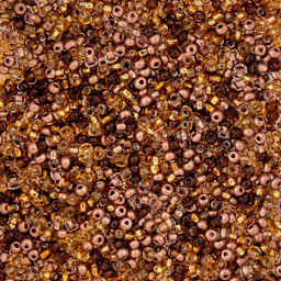 John Bead Czech Glass Seed Beads - Copper Mix, 10/0, 22 g Vial close up