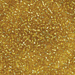 John Bead Czech Glass Seed Beads - Gold, Silver Lined, 10/0, 22 g Vial close up