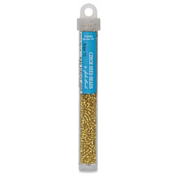 John Bead Czech Glass Seed Beads - Gold, Silver Lined, 10/0, 22 g Vial