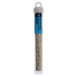 John Bead Czech Glass Seed Beads - Metallic Light Silver, 10/0, 22 g Vial