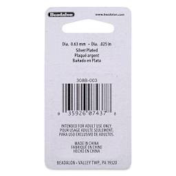 Beadalon Ear Wires - 0.63 mm, Classic, Dapped & Spring, Silver Plated, Pkg of 24 back of packaging