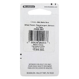 Beadalon Ear Wires - 1.5 mm, Classic, Ball, Silver Plated, Pkg of 12 back of packaging