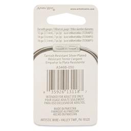 Artistic Wire Large Wire Crimp Connectors - Tarnish Resistant Silver Plated, 10 mm, Pkg of 21 back of packaging