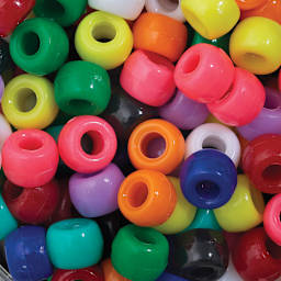 Plastic Bead Mixes - Closeup of pile of loose Assorted Color Pony Beads