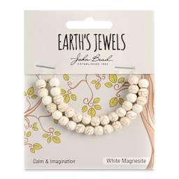 John Bead Earth’s Jewels White Magnesite Beads - Round, Pkg of 33, 6 mm Dia.