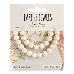 John Bead Earth’s Jewels White Magnesite Beads - Round, Pkg of 23, 8 mm Dia. - front of packaging