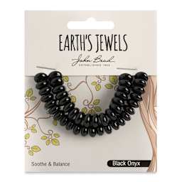 John Bead Earth’s Jewels Black Onyx Beads - Donut Rondelle, Pkg of 41, 5 mm x 8 mm - front of packaging