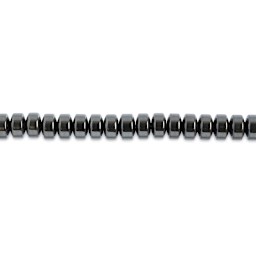 John Bead Earth’s Jewels Hematite Beads - Donut Rondelle, Pkg of 41, 5 mm x 8 mm - out of packaging, close-up