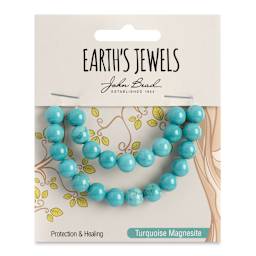 John Bead Earth's Jewels Howlite Beads - Turquoise, Round, 8 mm, 23 beads - front of packaging