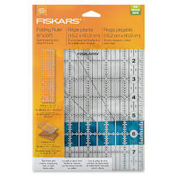 Fiskars Folding Acrylic Ruler - Front of blister package showing ruler