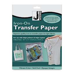 Jacquard Iron-On Transfer Paper - Front of package of 3 Sheets for Light Color fabric
