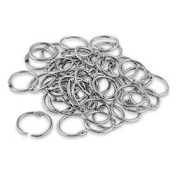 Hygloss Book Rings - 50 1" silvertone book rings in pile