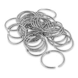 Hygloss Book Rings - 50 2" silvertone book rings in pile
