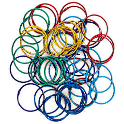 Hygloss Book Rings - 50 2" multicolored book rings in pile