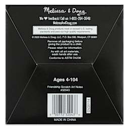 Melissa & Doug Scratch Art Mini Notes - Friendship, back of the packaging