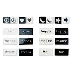 Mosaic Mercantile Word Tiles - Black/White (Symbols and Words tiles in rows)
