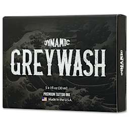 Dynamic Color Tattoo Ink - Set of 5, Greywash Set, 1 oz bottles, packaging