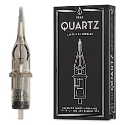 Peak Quartz Curved Magnum Medium Taper Tattoo Needle Cartridges - #10, 7 Needles, Pkg of 20, needle and packaging