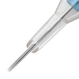Peak Stellar Round Shader Extra Long Taper Tattoo Needle Cartridges - #10, 5 Needles, Pkg of 20, close-up of needle