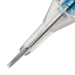 Peak Stellar Round Shader Extra Long Taper Tattoo Needle Cartridges - #10, 9 Needles, Pkg of 20, close-up of needle