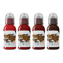 World Famous Tattoo Inks and Sets - Set of 4, Maks Kornev's Blood Color, 1 oz bottles
