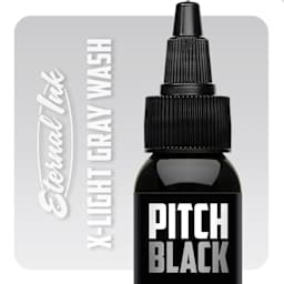 Eternal Ink Pitch Black Gray Wash Tattoo Ink - X-Light Gray, 1 oz bottle with swatch