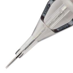 TatSoul Envy Standard Round Liner Long Taper Tattoo Needle Cartridge - #12, 5 Needles, Pkg of 10, close-up of needle