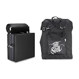 TatSoul X Mini Portable Lightweight Tattoo Table, folded up next to carry bag