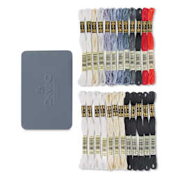 DMC Black Tin Embroidery Floss - Set of 24, Monochrome Colors