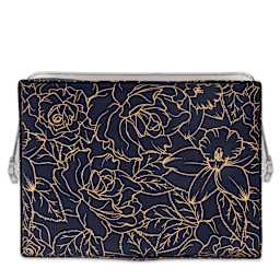 Singer Premium Sewing Basket Kit - Gold Foil Floral, 10-1/4" x 6" x 7-1/2", top of basket
