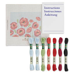 DMC The Designer Collection Easy Tapestry & Needlepoint Kit - Poppy Field, contents