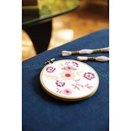 DMC The Designer Collection Embroidery Kits - “Daisies” by Pascaline Latasse, Advanced finished example on table