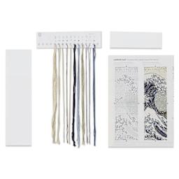 DMC The Masters Collection Cross Stitch Bookmark Kit - “The Great Wave” by Katsushika Hokusai - contents