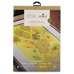 DMC The Masters Collection Cross Stitch Kit - “Sunflowers” by Vincent van Gogh, front of packaging