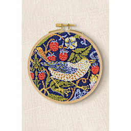 DMC The Masters Collection Cross Stitch Kit - “Strawberry Thief” by William Morris, finished example