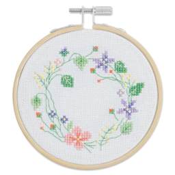 Rico Design Counted Cross Stitch Kit - Flower Wreath, 10 cm