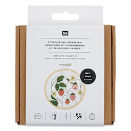 Rico Design Counted Cross Stitch Kit - Strawberries, 10 cm - back of packaging