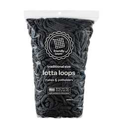 Friendly Loom Traditional Size Cotton Loops - Black, Lotta Loops