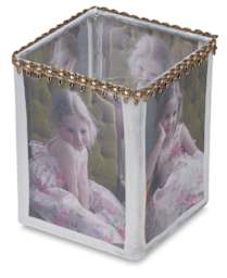 Jacquard Cotton and Silk Inkjet Fabric - Votive Holder made with Child's Pictures on Silk Fabric