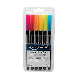 Realeather Leather Dye Pens - Blister package of 6 pc Set of Bright Colors
