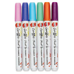 Tulip Graffiti Chisel Tip Fabric Markers - Bright, Set of 6 (Out of packaging)