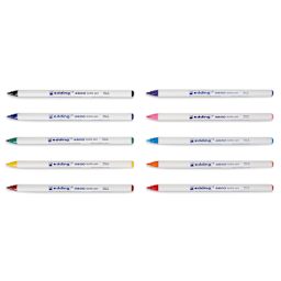 Edding 4600 Textile Pens - Basic, Set of 10, markers laid out with caps off